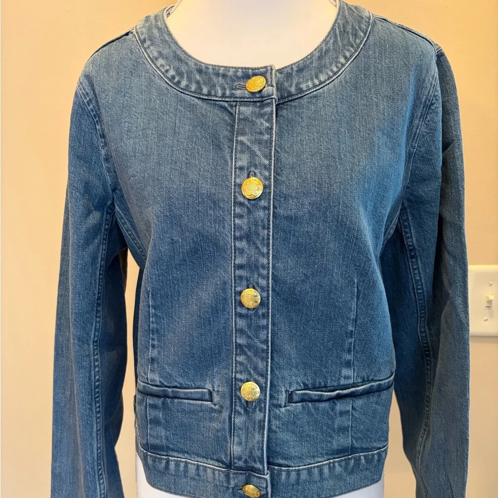#115 NWT. J. Crew Blue Women's Denim Jean Jacket. - Picture 5 of 16